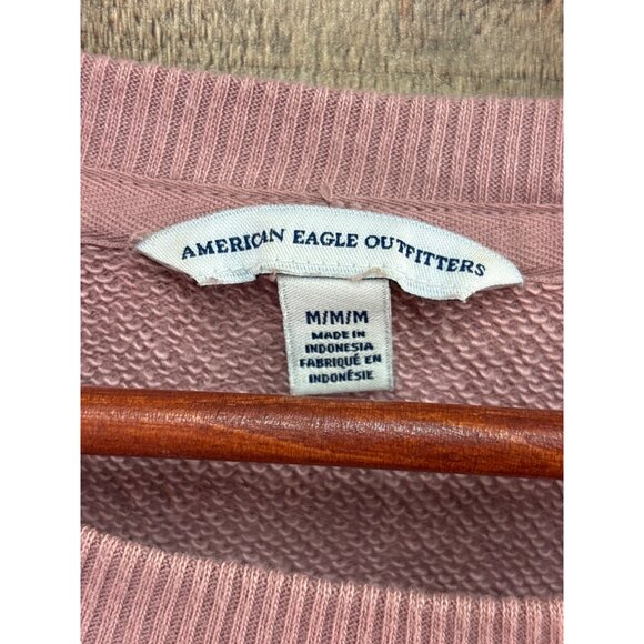 American Eagle Outfitters Womens Pink Velour Raglan Long Sleeve Sweater M - Picture 2 of 6